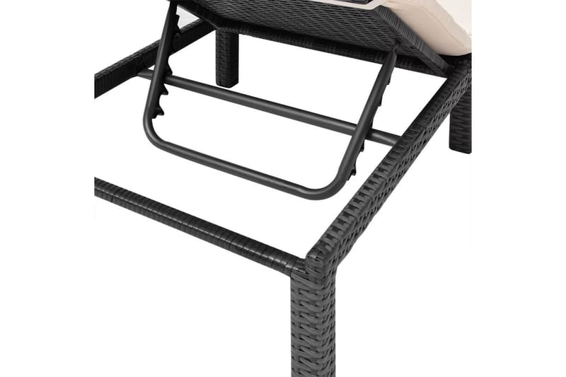 Liggestol Med Hynde Polyrattan Sort - Sort - Havemøbler - Havestole - Solseng & solvogn
