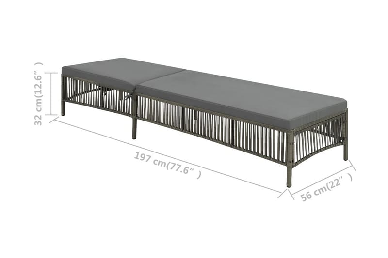 Liggestol Med Hynde Polyrattan Grå - Grå - Havemøbler - Havestole - Solseng & solvogn