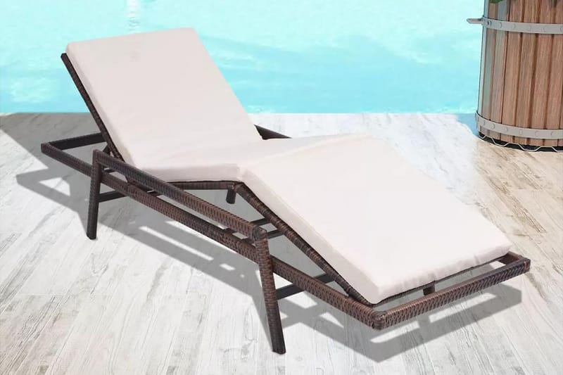 Liggestol Med Hynde Polyrattan Brun - Brun - Havemøbler - Havestole - Solseng & solvogn