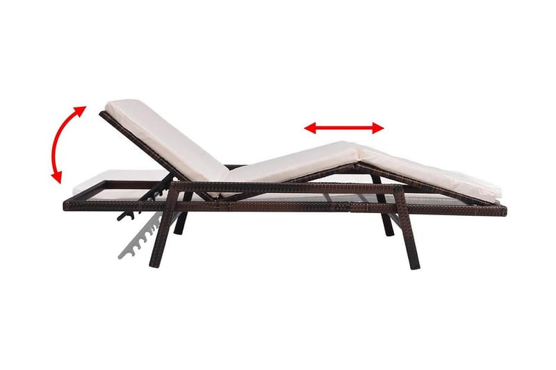 Liggestol Med Hynde Polyrattan Brun - Brun - Havemøbler - Havestole - Solseng & solvogn