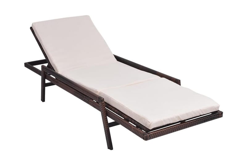 Liggestol Med Hynde Polyrattan Brun - Brun - Havemøbler - Havestole - Solseng & solvogn