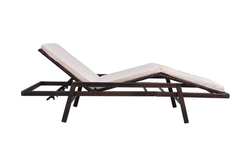 Liggestol Med Hynde Polyrattan Brun - Brun - Havemøbler - Havestole - Solseng & solvogn