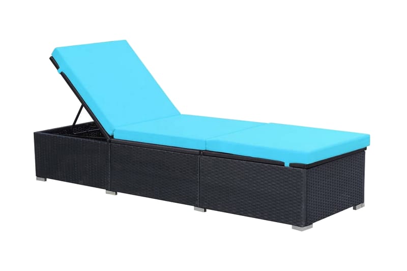 Liggestol Med Hynde Polyrattan Sort - Sort - Havemøbler - Havestole - Solseng & solvogn