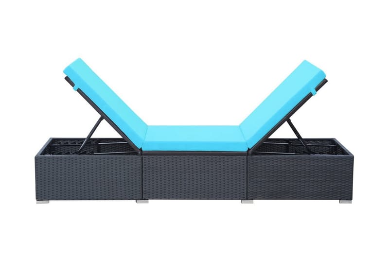 Liggestol Med Hynde Polyrattan Sort - Sort - Havemøbler - Havestole - Solseng & solvogn