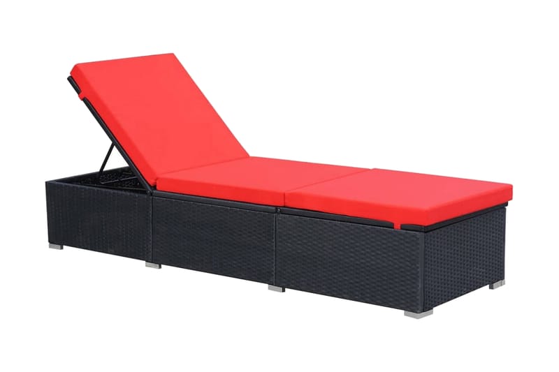 Liggestol Med Hynde Polyrattan Sort - Sort - Havemøbler - Havestole - Solseng & solvogn