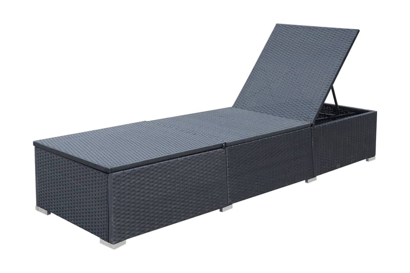 Liggestol Med Hynde Polyrattan Sort - Sort - Havemøbler - Havestole - Solseng & solvogn