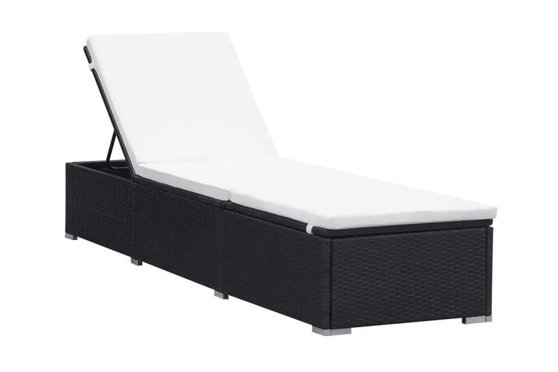Liggestol Med Hynde Polyrattan Sort - Sort - Havemøbler - Havestole - Solseng & solvogn