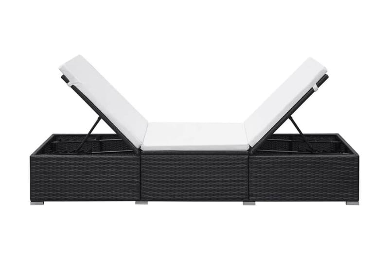 Liggestol Med Hynde Polyrattan Sort - Sort - Havemøbler - Havestole - Solseng & solvogn