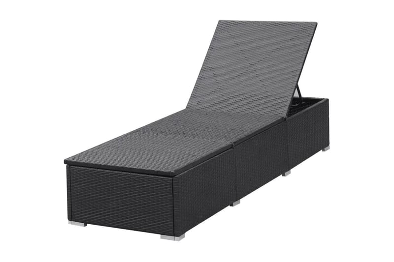 Liggestol Med Hynde Polyrattan Sort - Sort - Havemøbler - Havestole - Solseng & solvogn