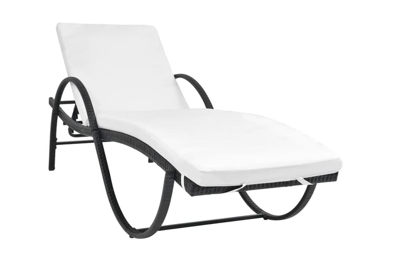 Liggestol Med Hynde Polyrattan Sort - Sort - Havemøbler - Havestole - Solseng & solvogn