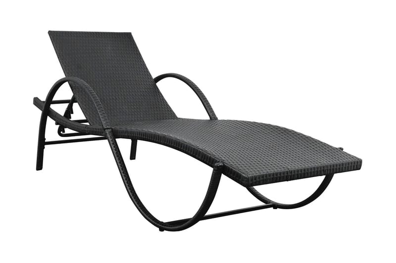 Liggestol Med Hynde Polyrattan Sort - Sort - Havemøbler - Havestole - Solseng & solvogn