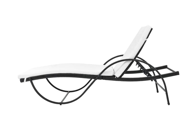 Liggestol Med Hynde Polyrattan Sort - Sort - Havemøbler - Havestole - Solseng & solvogn