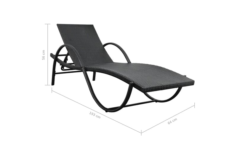 Liggestol Med Hynde Polyrattan Sort - Sort - Havemøbler - Havestole - Solseng & solvogn