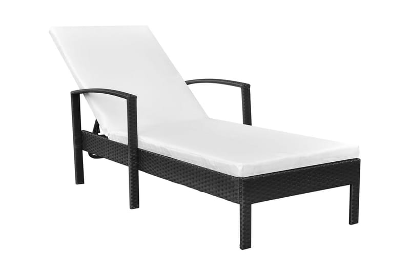 Liggestol Med Hynde Polyrattan Sort - Sort - Havemøbler - Havestole - Solseng & solvogn