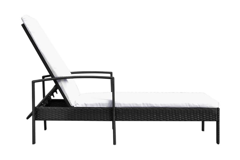 Liggestol Med Hynde Polyrattan Sort - Sort - Havemøbler - Havestole - Solseng & solvogn