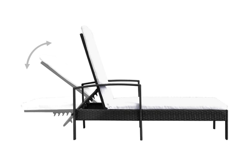 Liggestol Med Hynde Polyrattan Sort - Sort - Havemøbler - Havestole - Solseng & solvogn