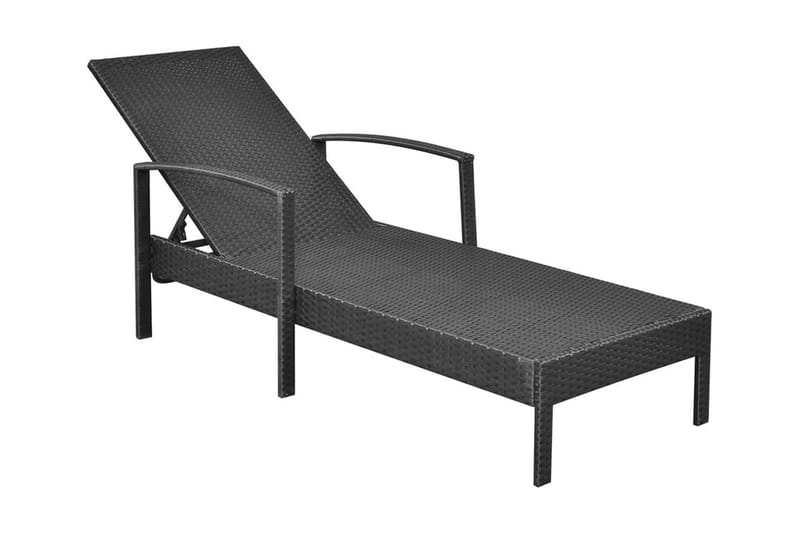 Liggestol Med Hynde Polyrattan Sort - Sort - Havemøbler - Havestole - Solseng & solvogn