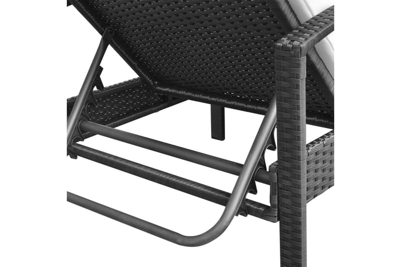 Liggestol Med Hynde Polyrattan Sort - Sort - Havemøbler - Havestole - Solseng & solvogn