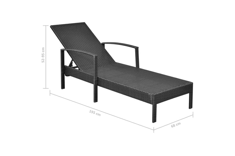 Liggestol Med Hynde Polyrattan Sort - Sort - Havemøbler - Havestole - Solseng & solvogn