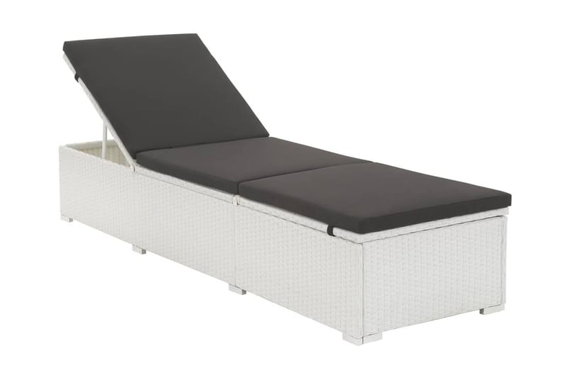 Liggestol Med Hynde Polyrattan Hvid - Hvid - Solseng & solvogn