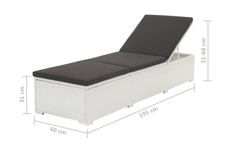 Liggestol Med Hynde Polyrattan Hvid - Hvid - Havemøbler - Havestole - Solseng & solvogn
