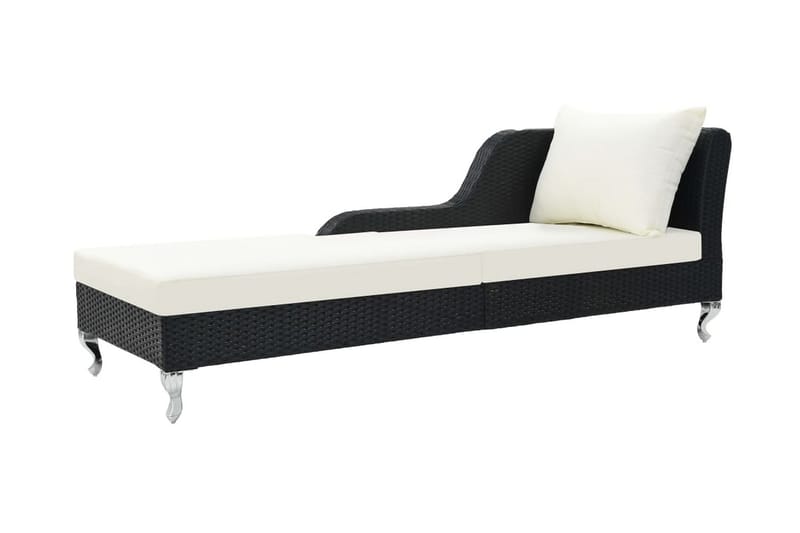 Liggestol Med Hynde Polyrattan Sort - Sort - Havemøbler - Havestole - Solseng & solvogn