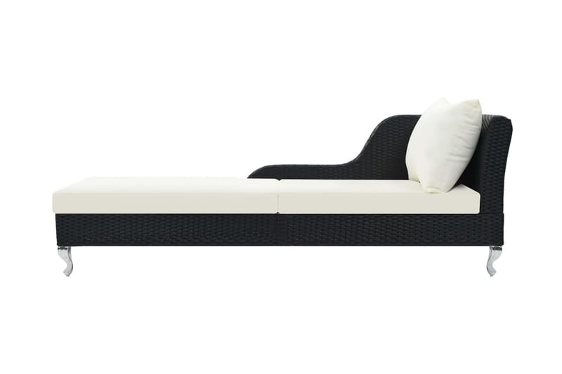 Liggestol Med Hynde Polyrattan Sort - Sort - Havemøbler - Havestole - Solseng & solvogn
