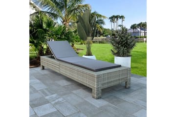 Liggestol Med Hynde Polyrattan Grå - Havemøbler - Havestole - Solseng & solvogn