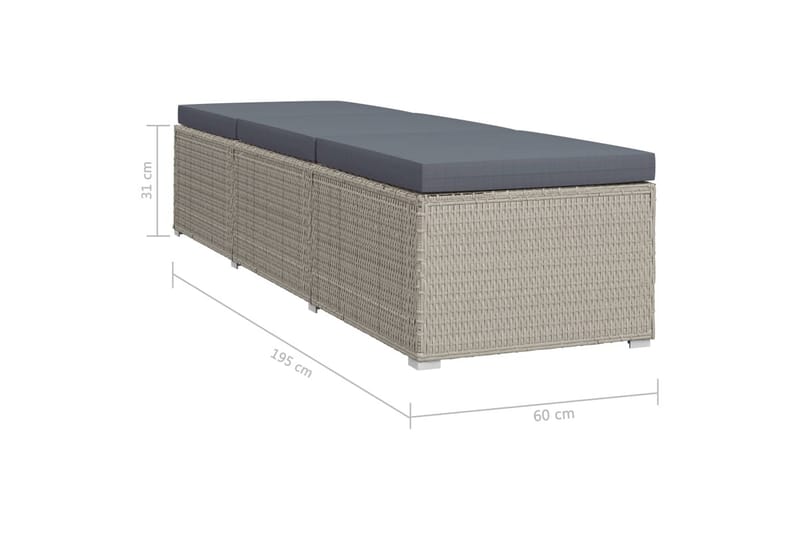 Liggestol Med Hynde Polyrattan Grå - Grå - Havemøbler - Havestole - Solseng & solvogn