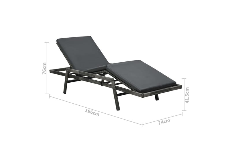 Liggestol Med Hynde Polyrattan Grå - Grå - Havemøbler - Havestole - Solseng & solvogn