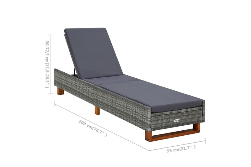 liggestol med hynde polyrattan grå - Grå - Havemøbler - Havestole - Solseng & solvogn