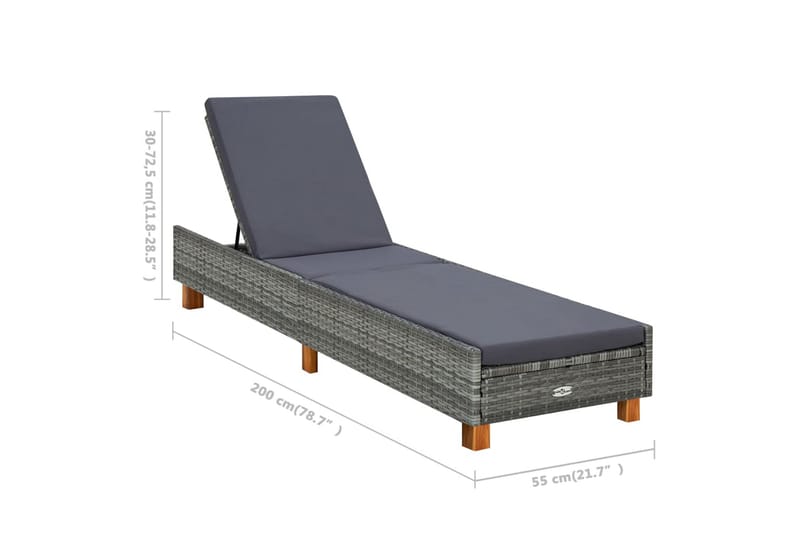 liggestol med hynde polyrattan grå - Grå - Havemøbler - Havestole - Solseng & solvogn