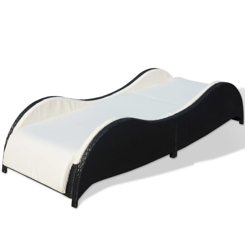 Liggestol Med Hynde Polyrattan Sort - Brun - Havemøbler - Havestole - Solseng & solvogn