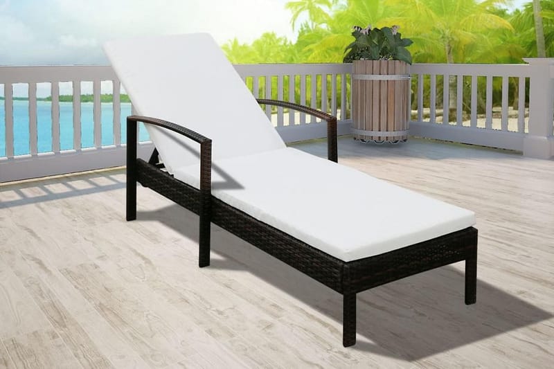 Liggestol Med Hynde Polyrattan Brun - Brun - Havemøbler - Havestole - Solseng & solvogn
