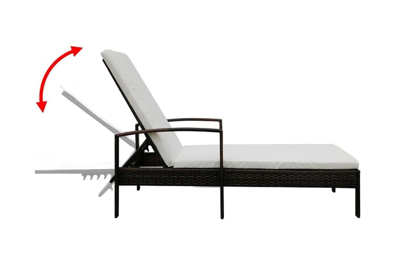 Liggestol Med Hynde Polyrattan Brun - Brun - Havemøbler - Havestole - Solseng & solvogn