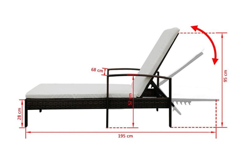 Liggestol Med Hynde Polyrattan Brun - Brun - Havemøbler - Havestole - Solseng & solvogn