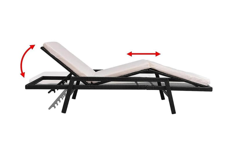 Liggestol Med Hynde Polyrattan Sort - Sort - Havemøbler - Havestole - Solseng & solvogn
