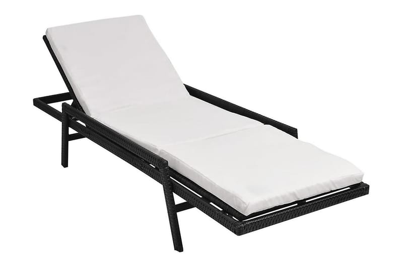 Liggestol Med Hynde Polyrattan Sort - Sort - Havemøbler - Havestole - Solseng & solvogn