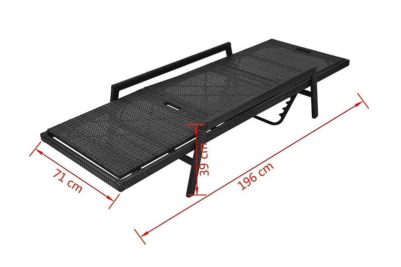 Liggestol Med Hynde Polyrattan Sort - Sort - Havemøbler - Havestole - Solseng & solvogn