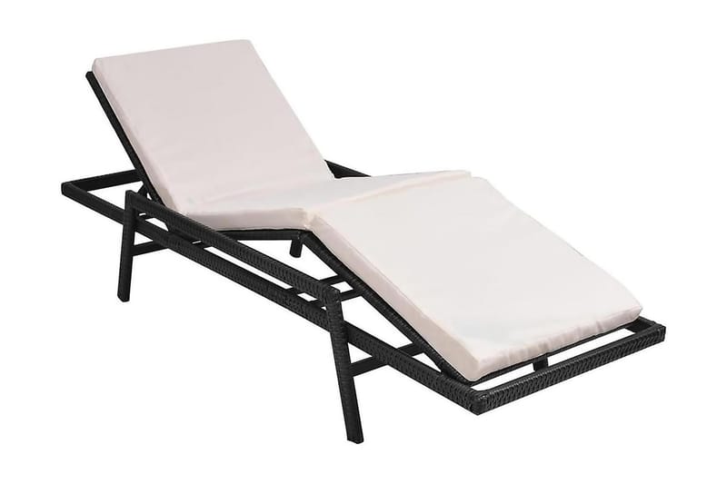 Liggestol Med Hynde Polyrattan Sort - Sort - Havemøbler - Havestole - Solseng & solvogn