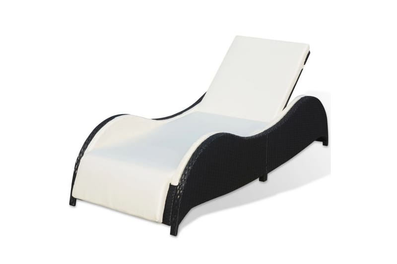Liggestol Med Hynde Polyrattan Sort - Brun - Havemøbler - Havestole - Solseng & solvogn
