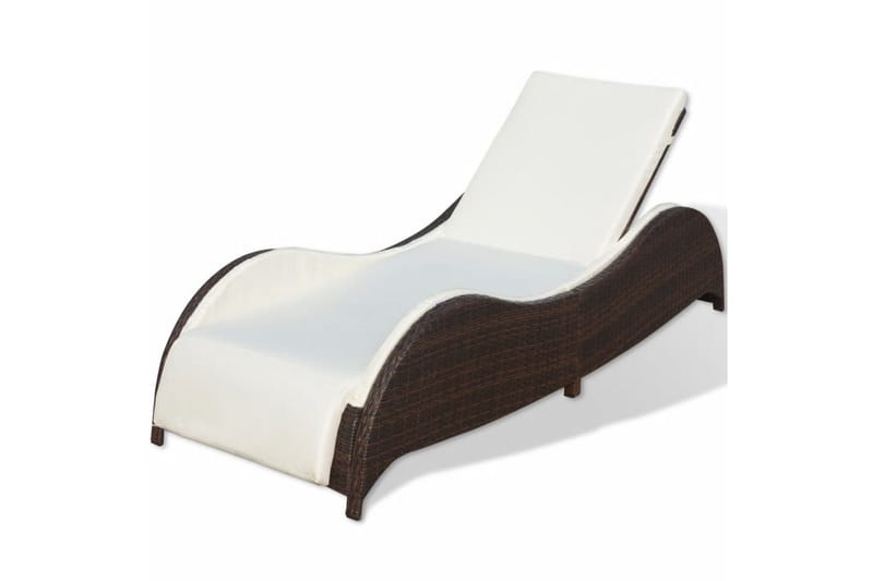 Liggestol Med Hynde Polyrattan Brun - Brun - Havemøbler - Havestole - Solseng & solvogn