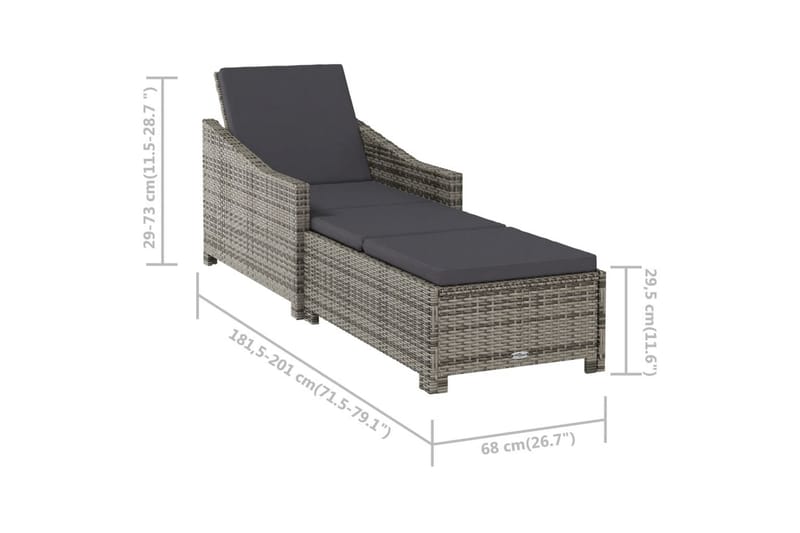 liggestol med mørkegrå hynde polyrattan grå - Grå - Havemøbler - Havestole - Solseng & solvogn