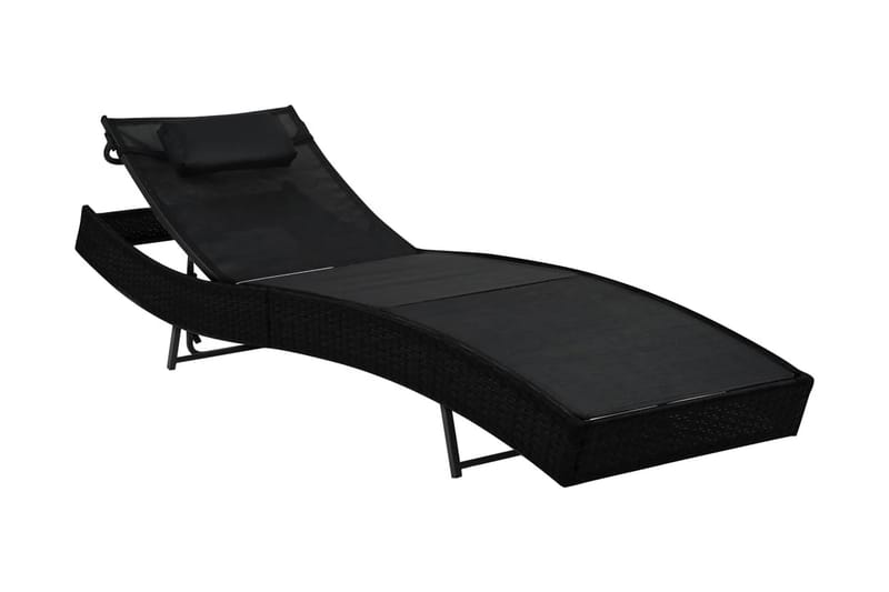 Liggestol Med Pude Polyrattan Sort - Sort - Havemøbler - Havestole - Solseng & solvogn