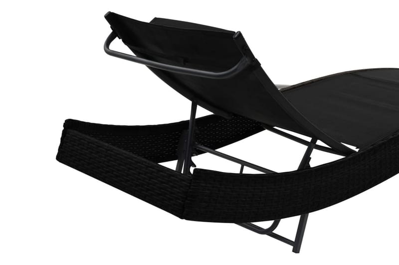 Liggestol Med Pude Polyrattan Sort - Sort - Havemøbler - Havestole - Solseng & solvogn