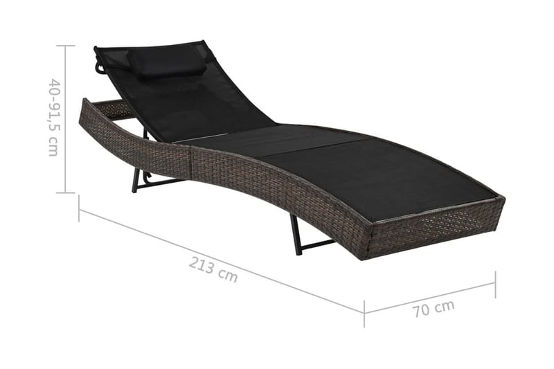 Liggestol Med Pude Polyrattan Brun - Brun - Havemøbler - Havestole - Solseng & solvogn