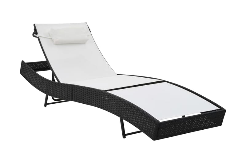Liggestol Med Pude Polyrattan Sort - Hvid - Havemøbler - Havestole - Solseng & solvogn