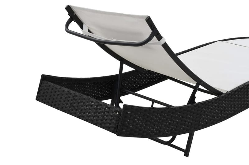 Liggestol Med Pude Polyrattan Sort - Hvid - Havemøbler - Havestole - Solseng & solvogn