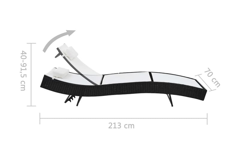 Liggestol Med Pude Polyrattan Sort - Hvid - Havemøbler - Havestole - Solseng & solvogn
