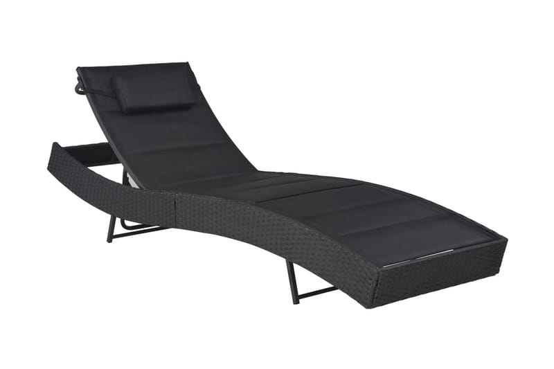 Liggestol Polyrattan Og Textilene Sort - Sort - Havemøbler - Havestole - Solseng & solvogn